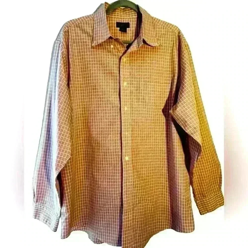 346 Brooks Brothers Non Iron 100% Cotton Red Checkered Print Shirt Size L